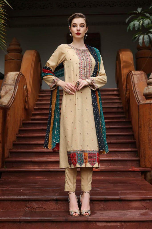 Exquisite Traditional Attire Set Embroidered Neckline, Vibrant Daman Patch, Turquoise Polka Dot Printed Dupatta, and Intricate AZ1010 Embroidery Fabric